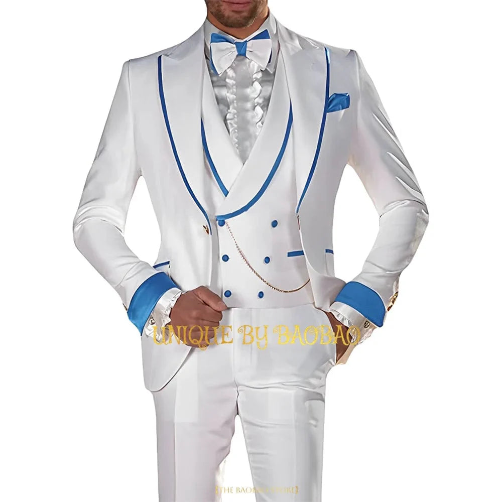 Men's 3-piece wedding tailcoat suit by Showlu Fashion with jacket, vest, and pants, ideal for formal events and special occasions.