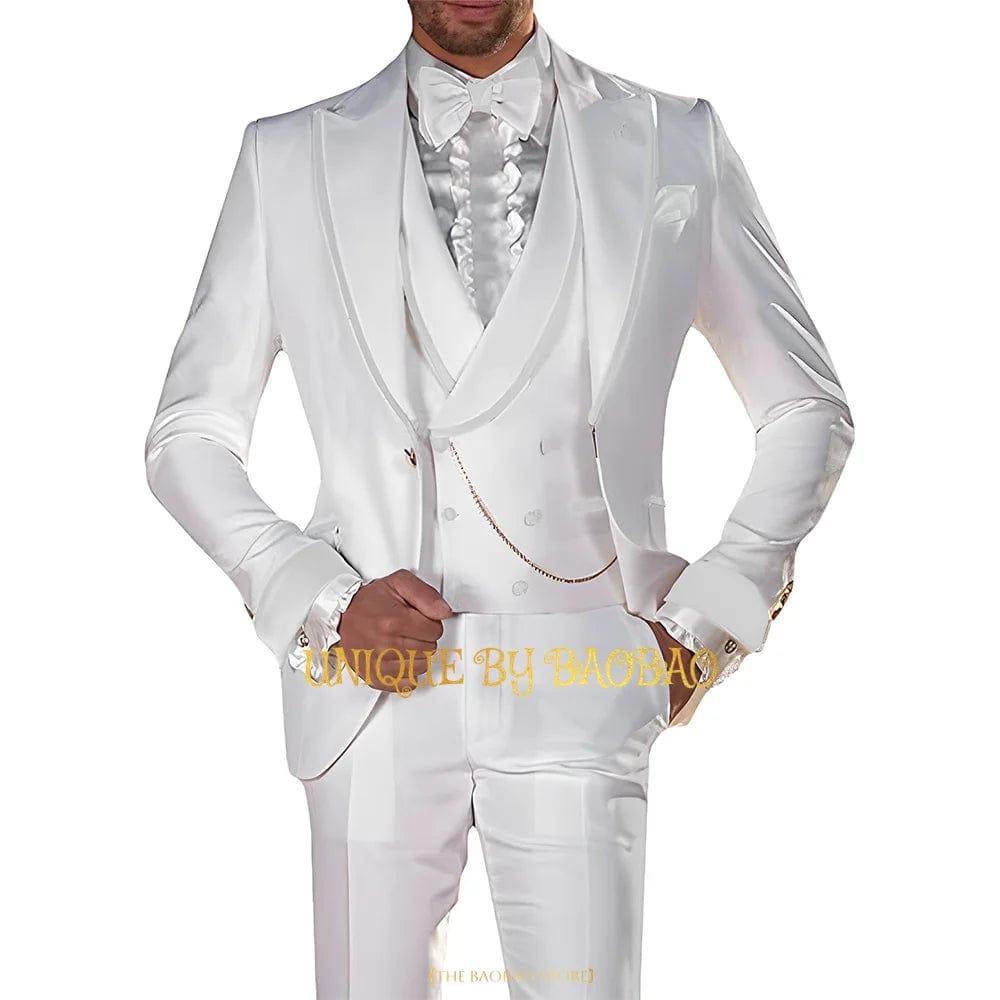 Men 3 - piece wedding tailcoat (jacket+vest+pants) fashion performance concert groom engagement cocktail summer party custom suit - SHOWLU FASHION STORE