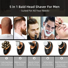 Men 7D Floating Men Electric Shaver Wet Dry Beard Hair Trimmer Electric Razor Rechargeable Bald Head Shaving Machine LCD Display - SHOWLU FASHION STORE