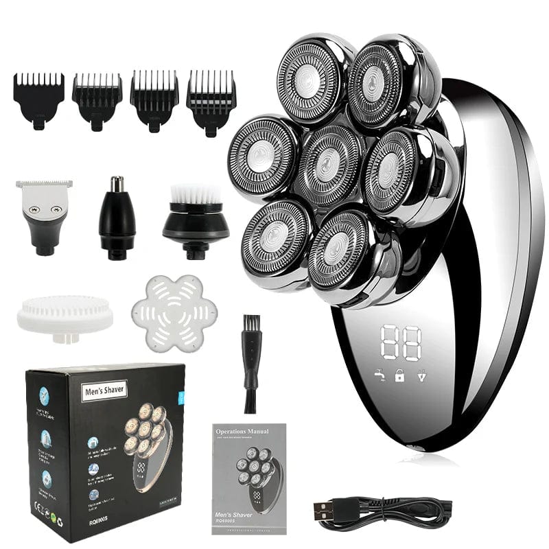 Men 7D Floating Men Electric Shaver Wet Dry Beard Hair Trimmer Electric Razor Rechargeable Bald Head Shaving Machine LCD Display - SHOWLU FASHION STORE