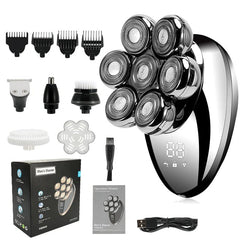 Men 7D Floating Men Electric Shaver Wet Dry Beard Hair Trimmer Electric Razor Rechargeable Bald Head Shaving Machine LCD Display - SHOWLU FASHION STORE
