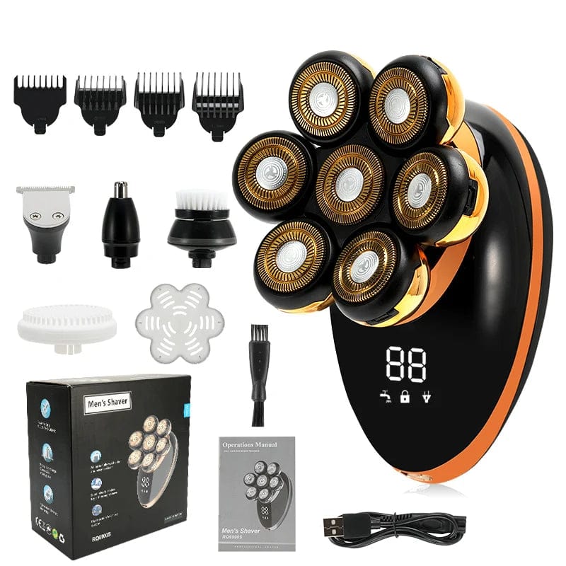 Men 7D Floating Men Electric Shaver Wet Dry Beard Hair Trimmer Electric Razor Rechargeable Bald Head Shaving Machine LCD Display - SHOWLU FASHION STORE