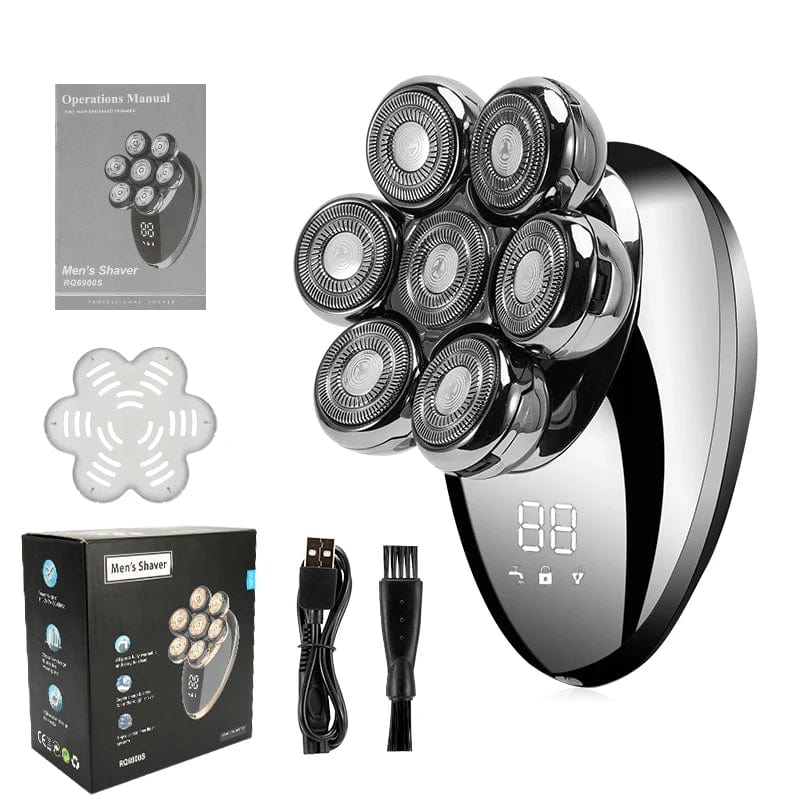 Men 7D Floating Men Electric Shaver Wet Dry Beard Hair Trimmer Electric Razor Rechargeable Bald Head Shaving Machine LCD Display - SHOWLU FASHION STORE