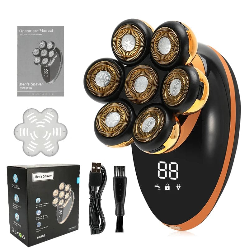 Men 7D Floating Men Electric Shaver Wet Dry Beard Hair Trimmer Electric Razor Rechargeable Bald Head Shaving Machine LCD Display - SHOWLU FASHION STORE