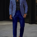 SHOWLU FASHION men's slim fit digital print 2-piece suit with jacket and long pants, suitable for nightclub and party wear.