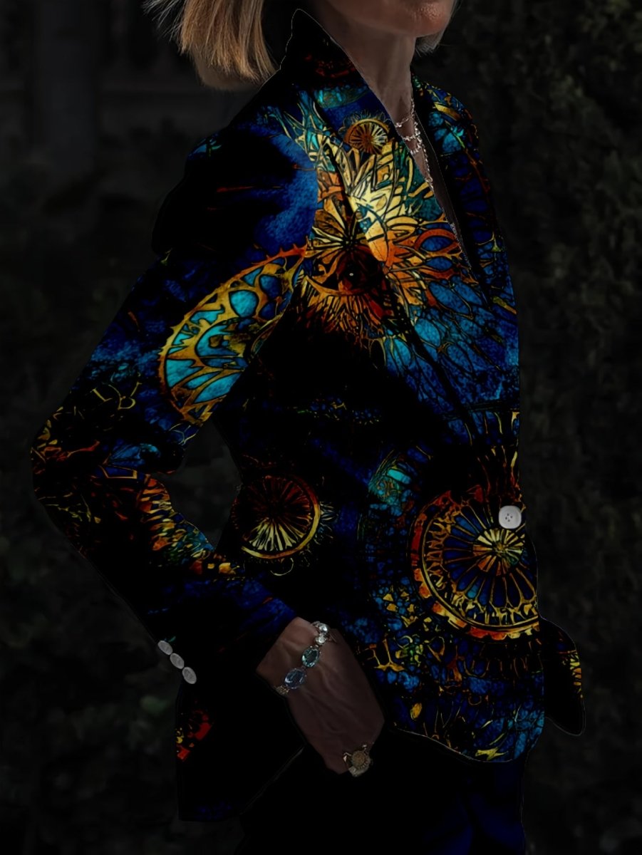 SHOWLU FASHION men's digital print slim fit party suit set with a jacket and long pants for stylish nightclub wear.