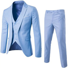 Men Blazers 3Pieces Sets Wedding Formal Elegant Business Luxury Full Vest Pants Coats Classic Jackets Suit Coat Blazers Trousers - SHOWLU FASHION STORE