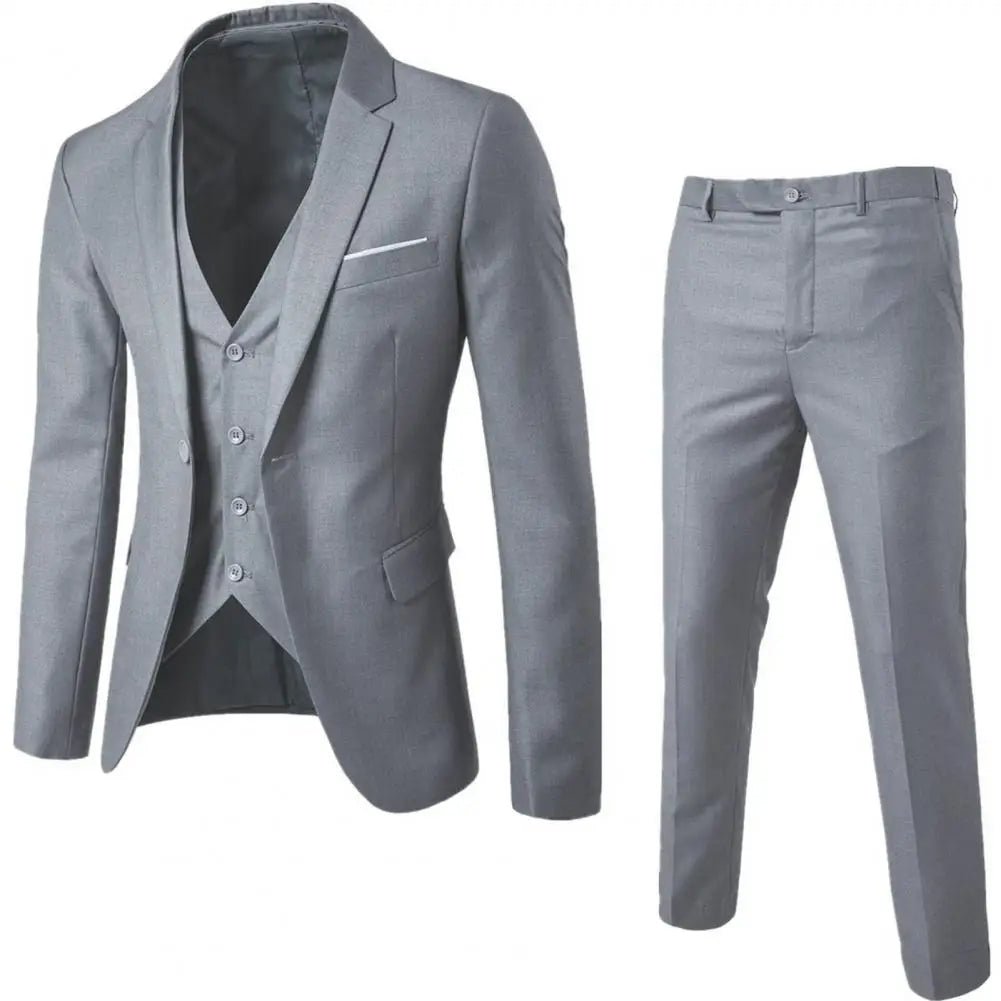 Men Blazers 3Pieces Sets Wedding Formal Elegant Business Luxury Full Vest Pants Coats Classic Jackets Suit Coat Blazers Trousers - SHOWLU FASHION STORE