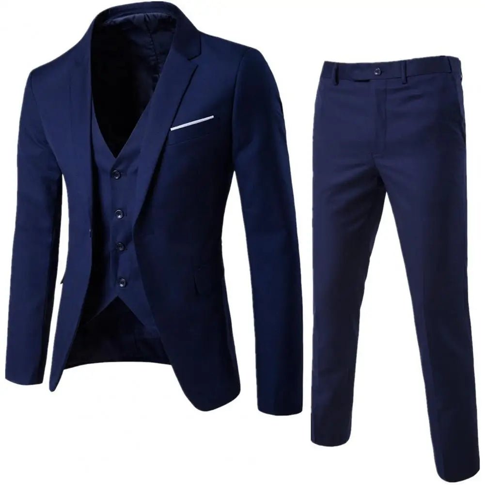 Men Blazers 3Pieces Sets Wedding Formal Elegant Business Luxury Full Vest Pants Coats Classic Jackets Suit Coat Blazers Trousers - SHOWLU FASHION STORE