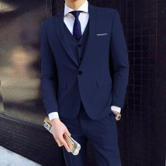 Men Blazers 3Pieces Sets Wedding Formal Elegant Business Luxury Full Vest Pants Coats Classic Jackets Suit Coat Blazers Trousers - SHOWLU FASHION STORE
