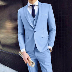 Men Blazers 3Pieces Sets Wedding Formal Elegant Business Luxury Full Vest Pants Coats Classic Jackets Suit Coat Blazers Trousers - SHOWLU FASHION STORE
