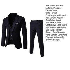 Men Blazers 3Pieces Sets Wedding Formal Elegant Business Luxury Full Vest Pants Coats Classic Jackets Suit Coat Blazers Trousers - SHOWLU FASHION STORE