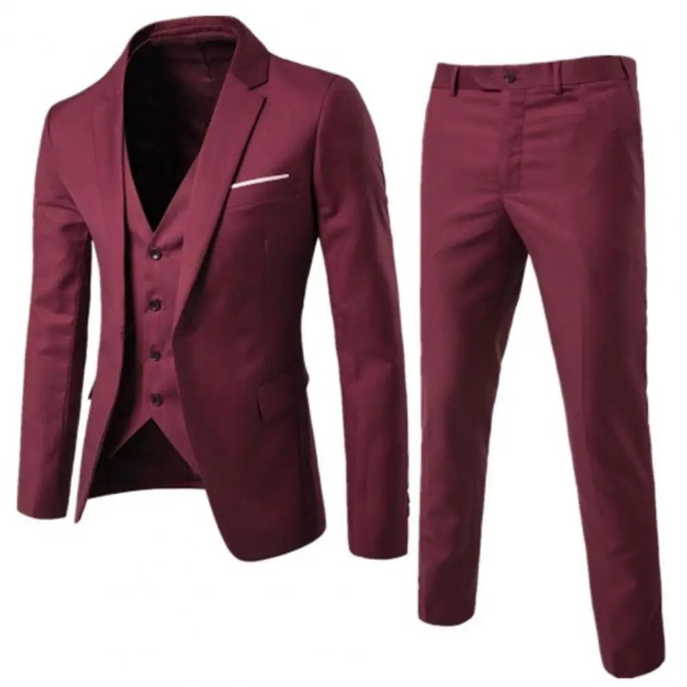 Men Blazers 3Pieces Sets Wedding Formal Elegant Business Luxury Full Vest Pants Coats Classic Jackets Suit Coat Blazers Trousers - SHOWLU FASHION STORE