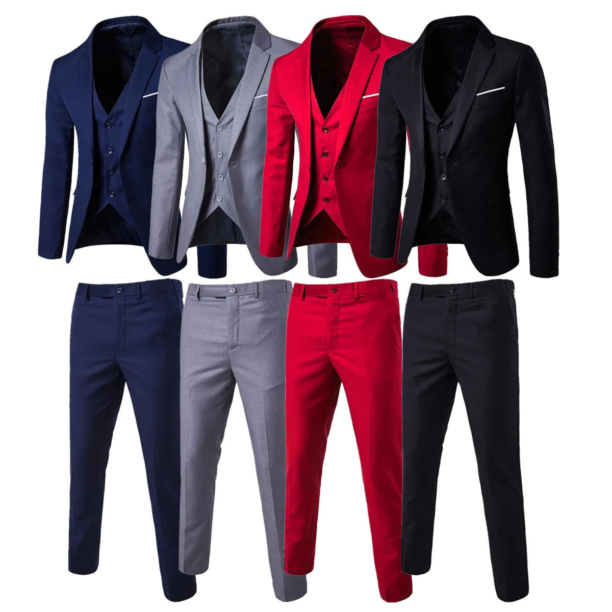 Men Blazers 3Pieces Sets Wedding Formal Elegant Business Luxury Full Vest Pants Coats Classic Jackets Suit Coat Blazers Trousers - SHOWLU FASHION STORE