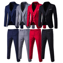 Men Blazers 3Pieces Sets Wedding Formal Elegant Business Luxury Full Vest Pants Coats Classic Jackets Suit Coat Blazers Trousers - SHOWLU FASHION STORE