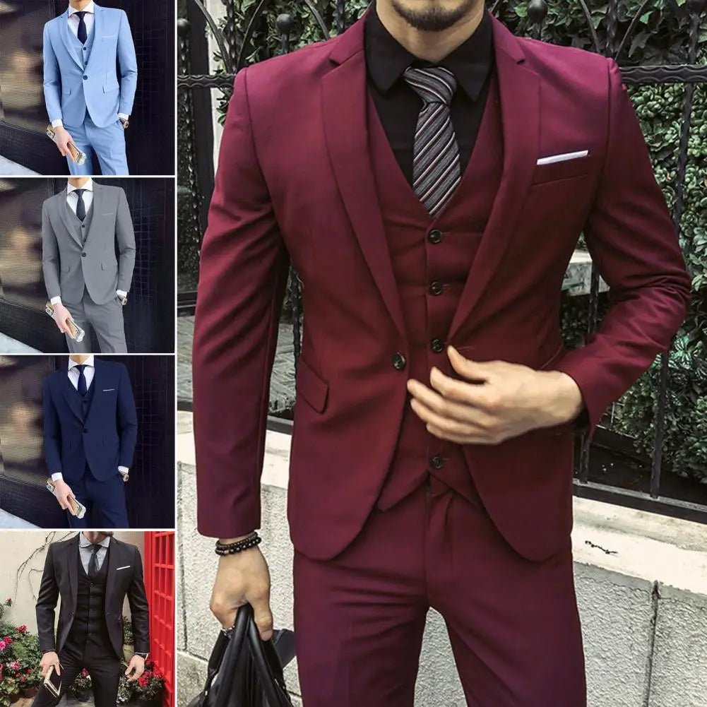 Men Blazers 3Pieces Sets Wedding Formal Elegant Business Luxury Full Vest Pants Coats Classic Jackets Suit Coat Blazers Trousers - SHOWLU FASHION STORE