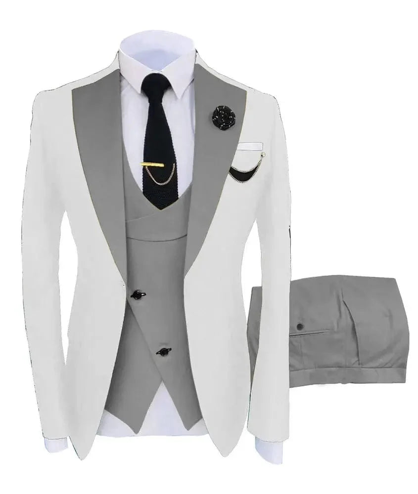 Men's SHOWLU FASHION STORE 3-piece slim fit business suit with green blazer, vest, and pants for formal occasions and weddings.
