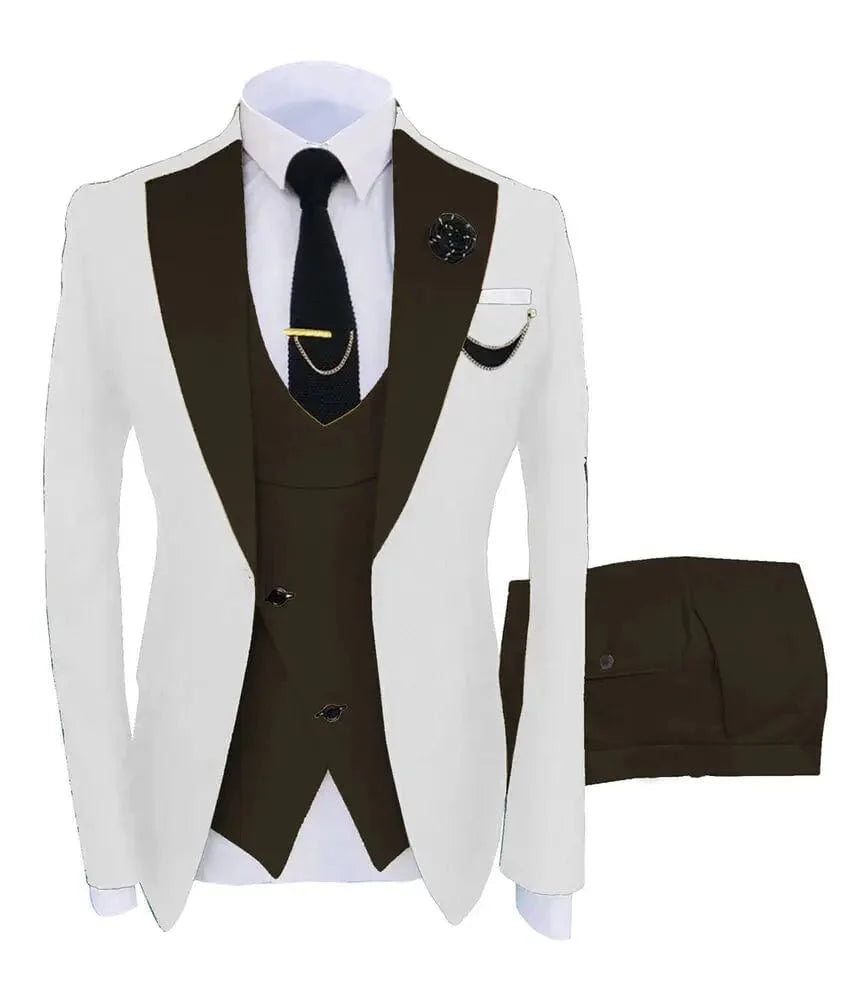 Men's SHOWLU FASHION STORE 3-piece slim fit business suit with green blazer, vest, and pants for formal and wedding occasions.