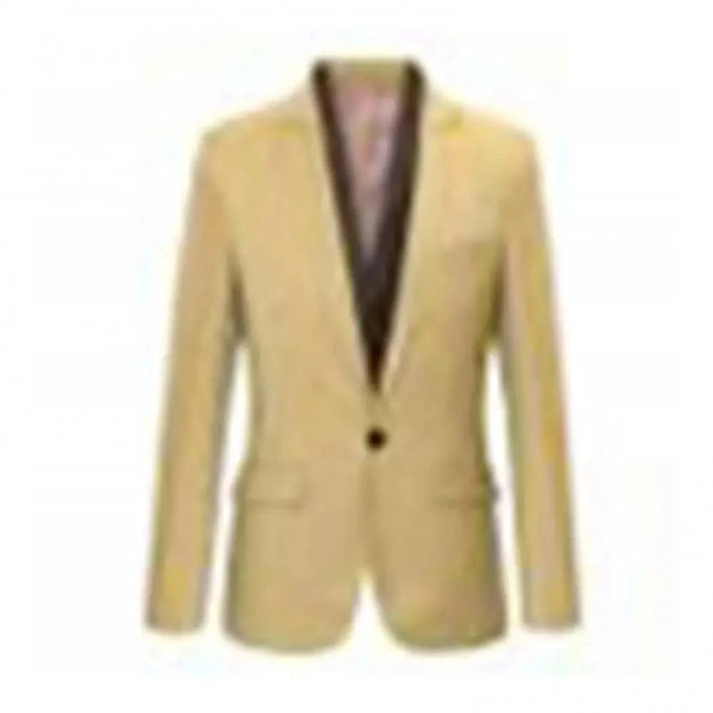 Men's slim fit formal blazer by SHOWLU FASHION STORE, featuring one button in black, blue, or red, suitable for business or casual wear.