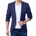 Men's slim fit formal blazer jacket by SHOWLU FASHION STORE, one-button black, blue, or red suit blazer for business and casual wear.