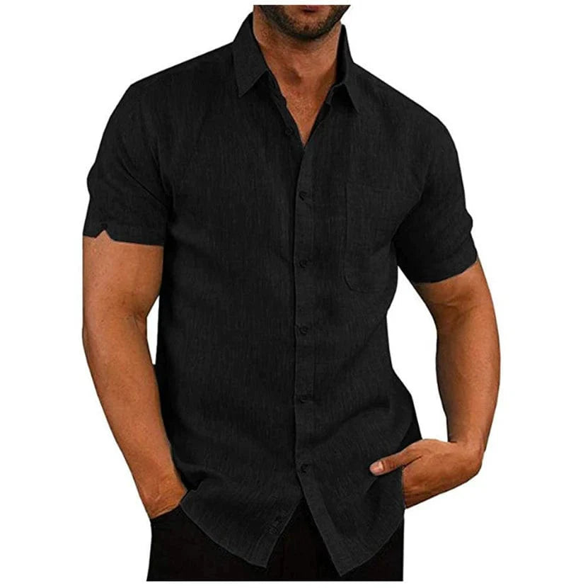 Men's casual solid short sleeve tee by Showlu Fashion, loose fit summer top with a comfortable, relaxed fit.
