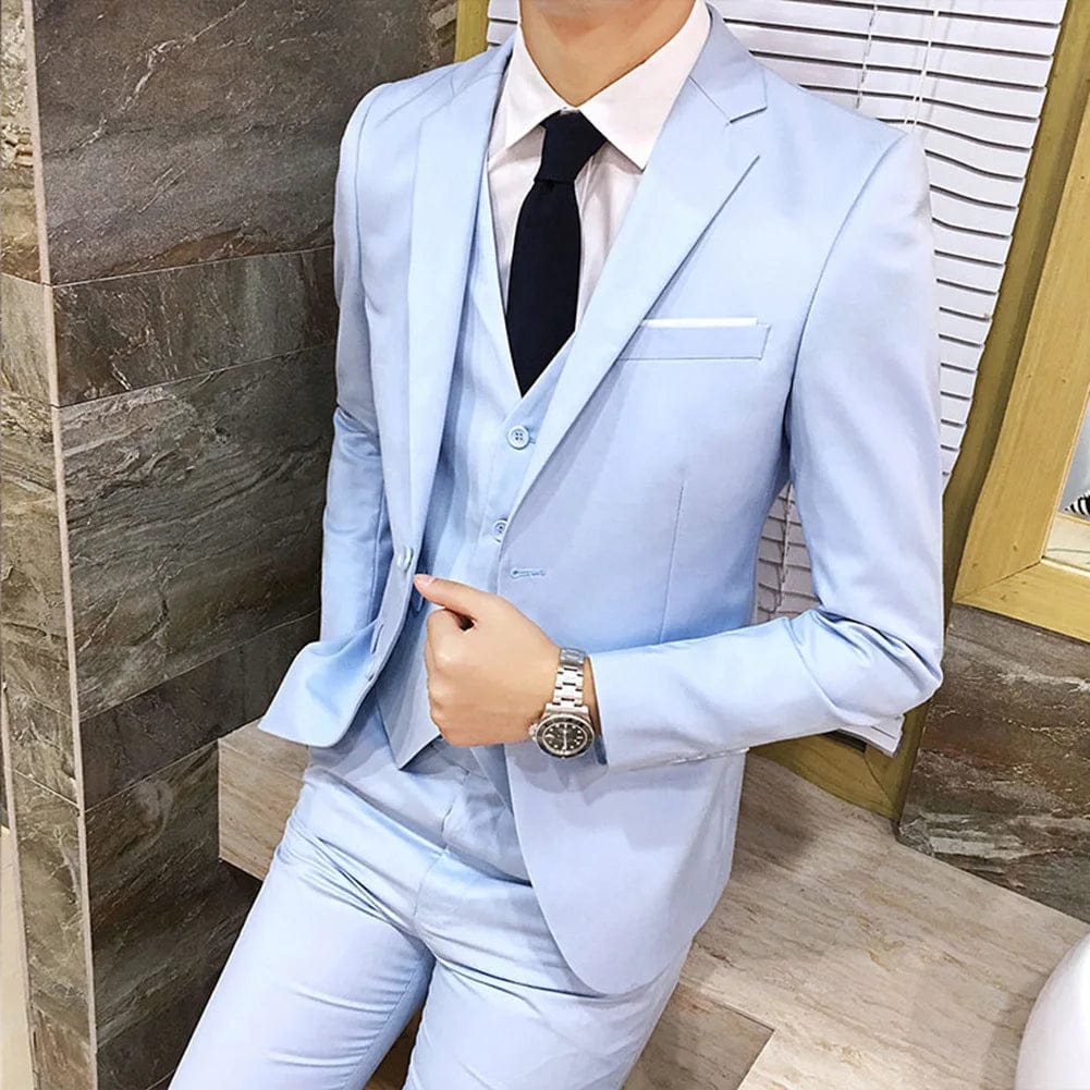 Men Suit Regular Slight Stretch Three Piece Set Trousers Blazer Waistcoat Casual For Office Business Comfortable - SHOWLU FASHION STORE