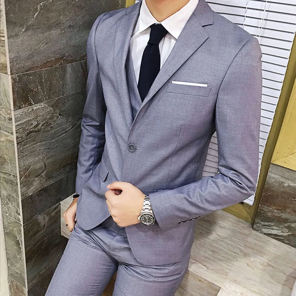 Men Suit Regular Slight Stretch Three Piece Set Trousers Blazer Waistcoat Casual For Office Business Comfortable - SHOWLU FASHION STORE