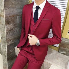 Men Suit Regular Slight Stretch Three Piece Set Trousers Blazer Waistcoat Casual For Office Business Comfortable - SHOWLU FASHION STORE