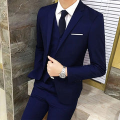 Men Suit Regular Slight Stretch Three Piece Set Trousers Blazer Waistcoat Casual For Office Business Comfortable - SHOWLU FASHION STORE