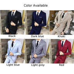 Men Suit Regular Slight Stretch Three Piece Set Trousers Blazer Waistcoat Casual For Office Business Comfortable - SHOWLU FASHION STORE