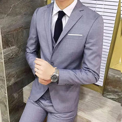 Men Suit Regular Slight Stretch Three Piece Set Trousers Blazer Waistcoat Casual For Office Business Comfortable - SHOWLU FASHION STORE