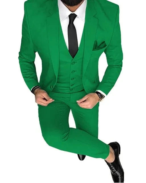 Men's slim fit 3-piece wedding suit by SHOWLU FASHION STORE, wool blend tuxedo with jacket, vest, and pants for groom or formal events.
