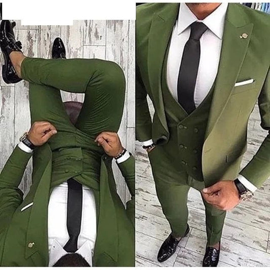 Men Suits Prom Tuxedo Slim Fit 3 Piece Groom Wedding Suits For Men Custom Blazer Terno Masuclino 3 pieces (jacket +vest +pant) - SHOWLU FASHION STORE