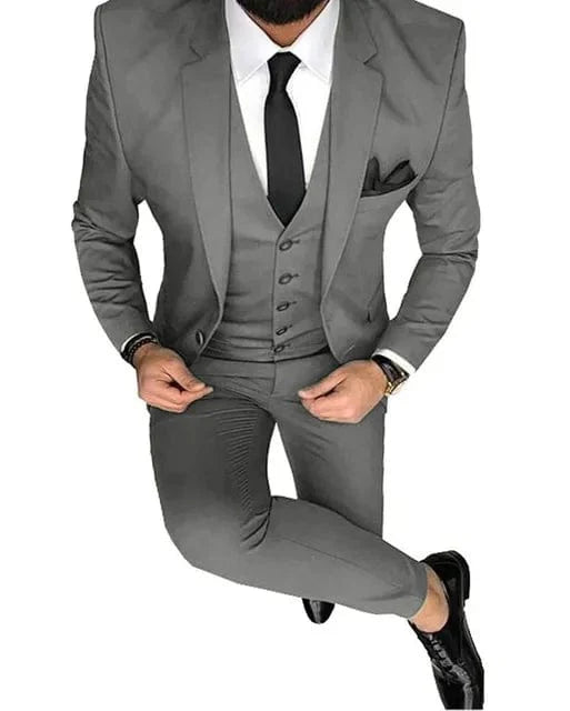 Men's slim fit 3-piece wedding suit by SHOWLU FASHION STORE, wool blend tuxedo with jacket, vest, and pants, ideal for groom or formal occasions.