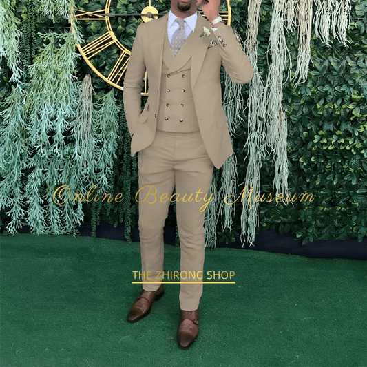 Men's 3 - piece wedding suit, single - breasted jacket + vest + trousers, cocktail party, award ceremony and other formal occasions - SHOWLU FASHION STORE