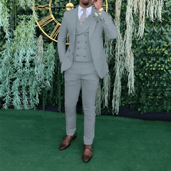 Men's 3 - piece wedding suit, single - breasted jacket + vest + trousers, cocktail party, award ceremony and other formal occasions - SHOWLU FASHION STORE
