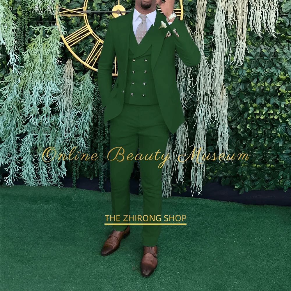 Men's 3 - piece wedding suit, single - breasted jacket + vest + trousers, cocktail party, award ceremony and other formal occasions - SHOWLU FASHION STORE