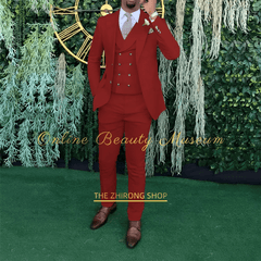 Men's 3 - piece wedding suit, single - breasted jacket + vest + trousers, cocktail party, award ceremony and other formal occasions - SHOWLU FASHION STORE