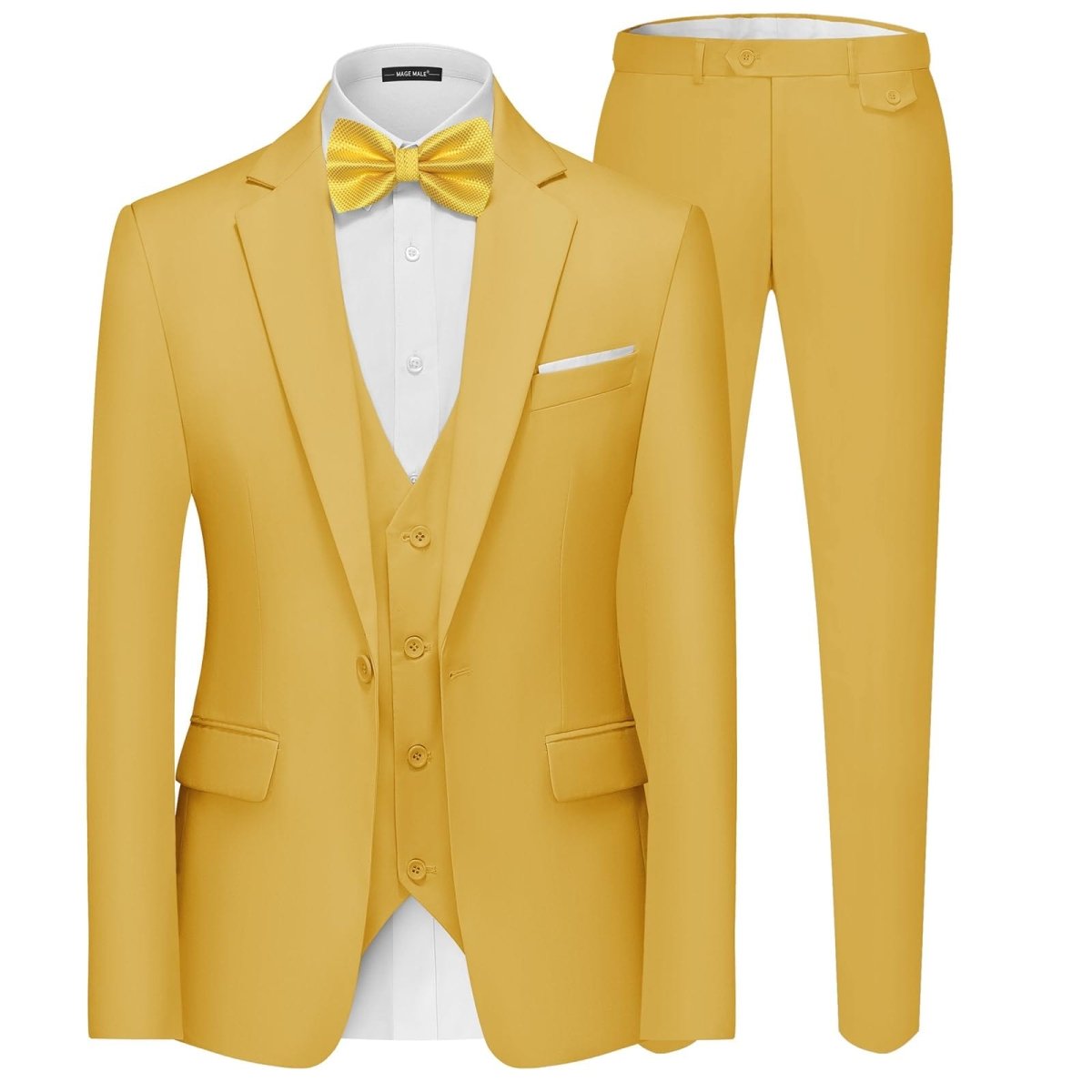 Men's black 3-piece slim fit suit with single-breasted blazer, vest, and pants, from SHOWLU FASHION STORE.