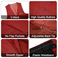 Men's 3 Pieces Suit Elegant Solid One Button Slim Fit Single Breasted Party Blazer Vest Pants Set. Black - SHOWLU FASHION STORE