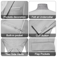 Men's 3 Pieces Suit Elegant Solid One Button Slim Fit Single Breasted Party Blazer Vest Pants Set. Black - SHOWLU FASHION STORE