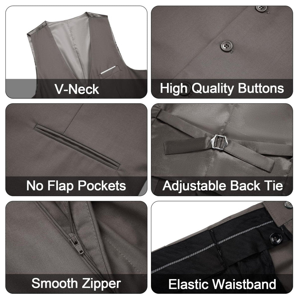 Men's black 3-piece slim fit suit with single-breasted blazer, vest, and pants, showcasing elegant formal wear by SHOWLU FASHION STORE.