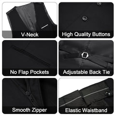 Men's 3 Pieces Suit Elegant Solid One Button Slim Fit Single Breasted Party Blazer Vest Pants Set. Black - SHOWLU FASHION STORE