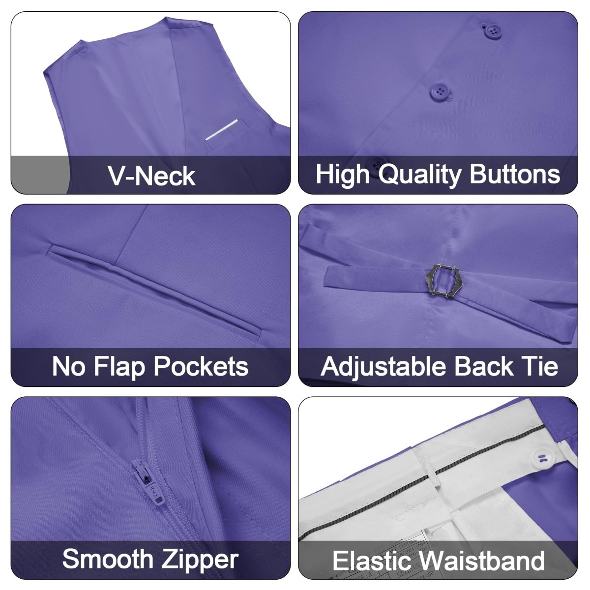 Men's 3 Pieces Suit Elegant Solid One Button Slim Fit Single Breasted Party Blazer Vest Pants Set. Black - SHOWLU FASHION STORE