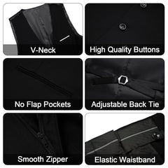 Men's 3 Pieces Suit Elegant Solid One Button Slim Fit Single Breasted Party Blazer Vest Pants Set. Black - SHOWLU FASHION STORE