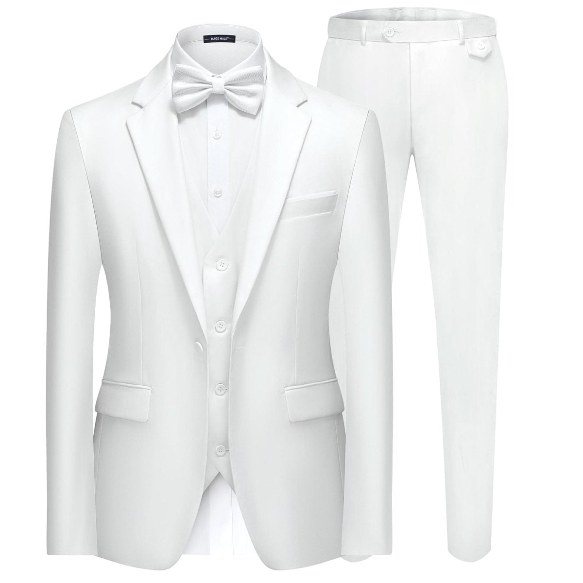 Men's black 3-piece slim fit suit with single-breasted blazer, vest, and pants, stylish formal wear from SHOWLU FASHION STORE.
