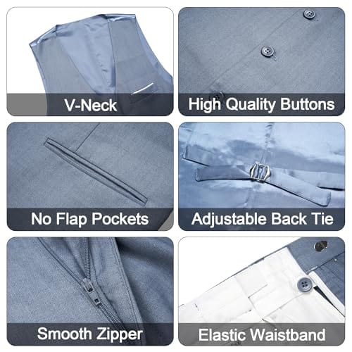 Men's 3 Pieces Suit Elegant Solid One Button Slim Fit Single Breasted Party Blazer Vest Pants Set. Black - SHOWLU FASHION STORE