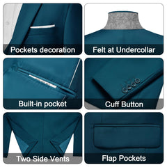 Men's 3 Pieces Suit Elegant Solid One Button Slim Fit Single Breasted Party Blazer Vest Pants Set. Black - SHOWLU FASHION STORE