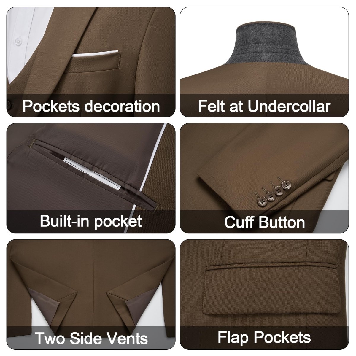 Men's 3 Pieces Suit Elegant Solid One Button Slim Fit Single Breasted Party Blazer Vest Pants Set. Black - SHOWLU FASHION STORE