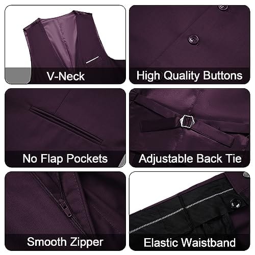 Men's black 3-piece slim fit suit by SHOWLU FASHION STORE, includes blazer, vest, and pants, styled for formal or party occasions.